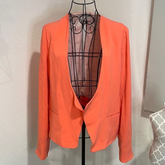 Diane Von Furstenberg bright coral Feriha Cady Jacket/Blazer size 10 - Picture 3 of 11